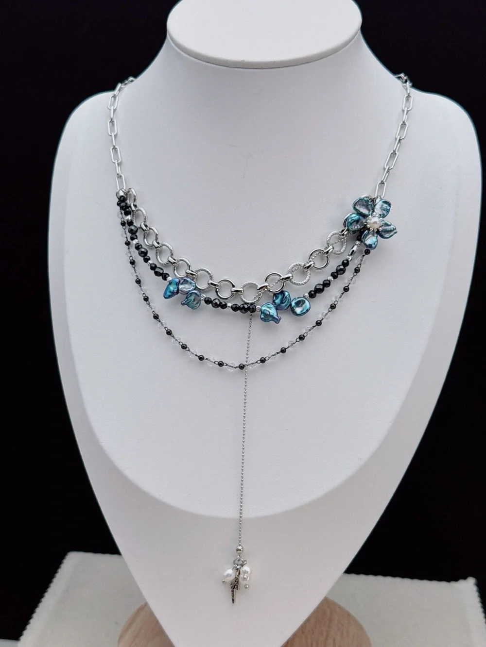 26X515 Handmade Freshwater Baroque Pearl Flower Dainty Necklace 16+2”